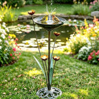 HOUYANG 32.3" H Cast Iron Pedestal Bird Bath, Metal Bird Baths for Outdoors - Image 6