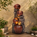 AUTODAYA 31.5" H Outdoor Water Fountain with LED Lights by Unknown