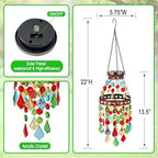 Hanging Solar Lantern Outdoor Chandelier,2 Tier Acrylic Crystal Wind Chimes - Image 6