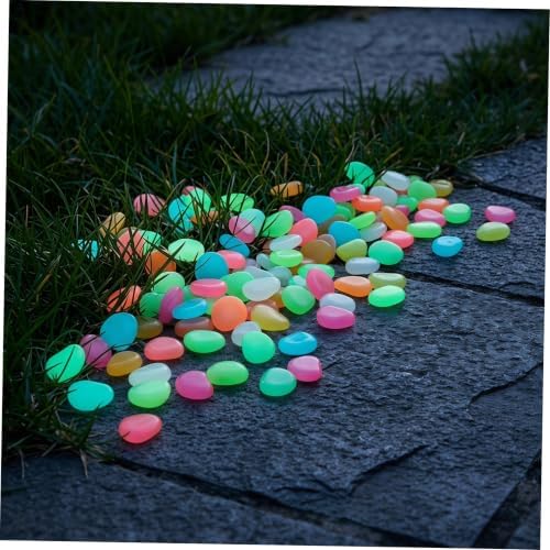 Yardwe 500pcs Glow the Dark Garden Pebbles Resin Stones for Outdoor Landscaping, Easy to Use and Recharge in Sunlight, Decorative Rocks for Yard and Glass Bowls Random Color - Image 6