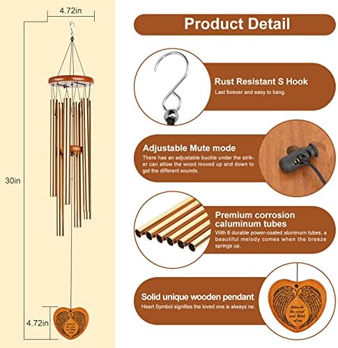 Wind Chimes for Outside,30" Large Deep Tone Sympathy Chimes, Memorial Loss of Loved One Mother Father, Meaningful Bereavement/Memorial/Sympathy Gift in Memory a one - Image 2