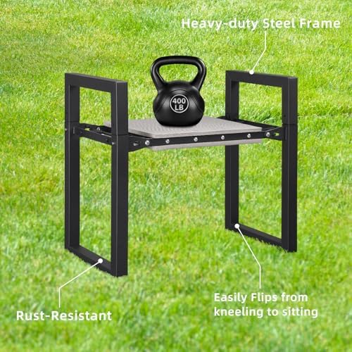 HOME RIGHT Garden Kneeler and Seat,Heavy Duty Portable Gardening Bench Load Cap 400 lbs,Black Foldable Gardening Stool with Extra Thicken Kneeling Pad,Gardening Gifts for Women,Seniors,Grandparents - Image 3