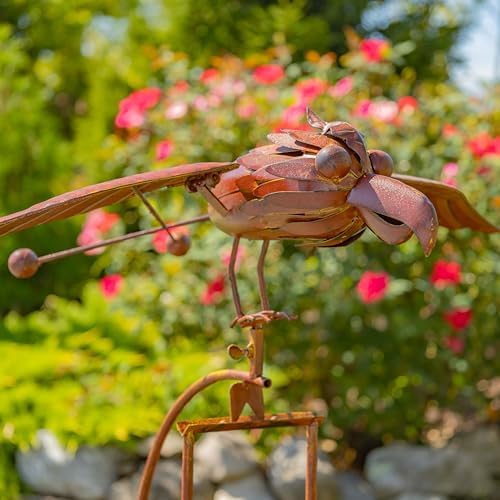 Flying Bird Metal Rocking Stakes in a Painted Rusty Finish (Hawk) by ZaerLtd
