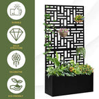 VINGLI 71"H Metal Raised Garden Bed with Trellis, Outdoor Planter Box for Climbing Vegetables, Fruits and Flowers, Privacy Screen, for Backyard, Patio, Balcony (Black) - Image 3
