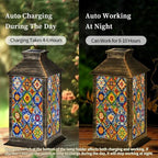 Solar Lantern Mexican Talavera Ceramic Tile Ethnic Folk Ornament Flowers Texture Outdoor Waterproof Hanging Solar Light Outside Lights for Patio Yard House Lawn Decor Birthday Gifts for Women Mom - Image 4