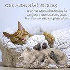 Sleeping Cat Garden Statues Outdoor - 12" Sparrows On Cat Figurine Memorial Statue Grave Markers Garden Resin Statues for Outdoor Decor Outdoor Statue Resin 12" x 8" x 4.5" - Image 4