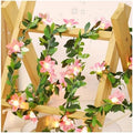 Flower Decor String Lights|Creative Christmas Petal-Shaped Copper Wire Fairy Lights|LED Floral Plant Design Ambient Light for Party Bedroom Patio,Pink Flower With Leaves,5m(16.4ft)-50LED-Battery by CAKERS
