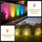 Halloween Christmas Spotlights Outdoor: RGBW Spot lights Plug in 120V Remote Control 16 Color Changing Waterproof LED Landscape Spotlights for Yard Garden Lawn Holiday Décor, 6 Pack (RGB + Warm Light) - Image 5