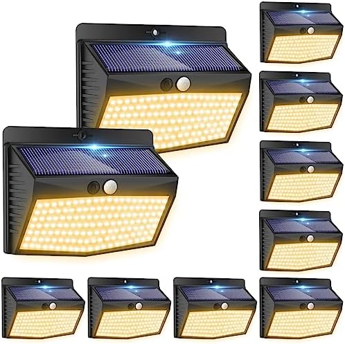 Peasur 10 Pack Solar Motion Sensor Lights Outdoor Waterproof with 3 Modes by Peasur