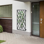 MyGift 47 x 24 Modern Wall Mounted Trellis, Matte Black Metal Geometric Design Mount Large Garden Trellis for Climbing Plants and Crawling Vines with Adjustable Support Rack - Image 3