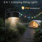 4 in 1 Solar Camping String Lights, 5200mAh 33FT RGB Fairy String Light, Waterproof Hanging String Lights with 9 Lighting Modes, USB-C Rechargeable Tent Lantern, Camping Essentials - Image 4