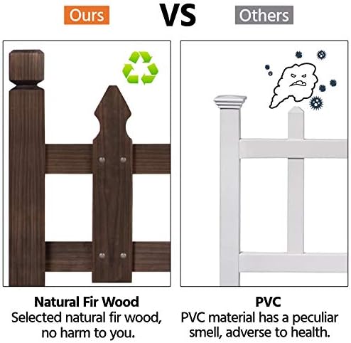 Yaheetech 177.5in Wooden Picket Fence Panels for Garden Beds,Dark Brown - Image 6