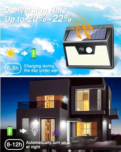 Peasur 20 Pack Solar Lights for Outside, Motion Sensor Outdoor Lights, 140LED Solar Security Lights 3 Working Modes, Solar Lights Outdoor Waterproof for Outside Garden Yard Fence - Image 2