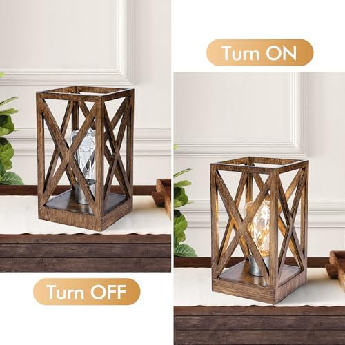 WINGBO Retro Battery Powered Table Lamps, Battery Operated Cordless Lamp, Portable Nightlight Decorative Light for Living Room Dining Room Bedroom Entryway Patio Backyard, Faded Brown Finish - Image 3