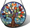 Colorful Tree of Life Stained Glass Window Hanging Suncatcher Gifts 12" by DASTOLL