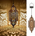 Twinkya 2 Pack Hanging Solar Lights Outdoor Garden Decorative Solar Lantern Waterproof Metal Moroccan Outdoor Decorations for Patio Pathway Yard Porch Backyard Garden Decor (Gold, 2 Pack) by twinkya
