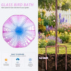 MUMTOP Glass BirdBaths, Garden Outdoor Birdfeeder with Metal Stake, Purple - Image 3