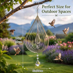 4 PCS 19" 3D Hanging Wind Spinners Water Droplets Stainless Steel Double Sided Hanging Decor for Outdoor and Gardens, Bird Devices Deterrent to Scare Birds Away from Yard Patio Farm - Image 2