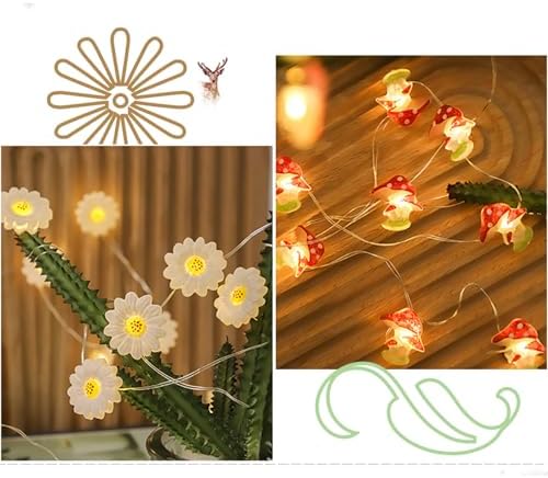 CAKERS LED Petal-Shaped String Lights|Flower Decor Copper Wire Fairy Lights|Creative Floral Plant String Lights for Christmas Party Bedroom Patio,White Flower,3m(9.8ft)-20LED-Solar - Image 3