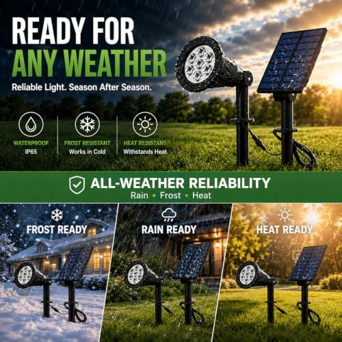 T-SUNUS RGB Solar Spotlights 2 Pack IP65 Waterproof Outdoor 180° Adjustable - Image 4