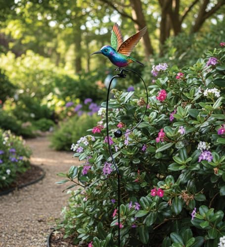 Regal Art & Gift Rocker Hummingbird Garden Stake, Colorful Metal Stake, Rocking Design, Glossy Metallic Finish, Weather & Fade Resistant, Ideal Garden Decor, Purple, 8.5"L x 5.75"W x 42.75" - Image 3