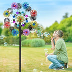 Wind Spinners Outdoor, Kinetic Wind Spinner,Yard Art Windmill with Metal Stake, Metal Wind Sculptures & Spinners,Waterproof Pinwheels Large Wind Spinner for Yard and Garden (Snow-Colour) - Image 7