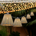JONATHAN Y Payton 10-Light Faux-Rattan Outdoor String Lights, White - Image 2
