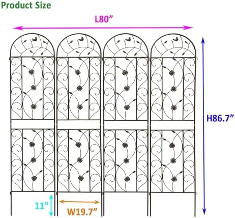 4 Pack Metal Garden Trellis 86.7" Tall Outdoor Climbing Plant Support for Roses, Flowers, Rustproof Durable Brown Galvanized Tube, Lawn Garden Fence Decor Screen (4, Retro-86.7" H) - Image 2