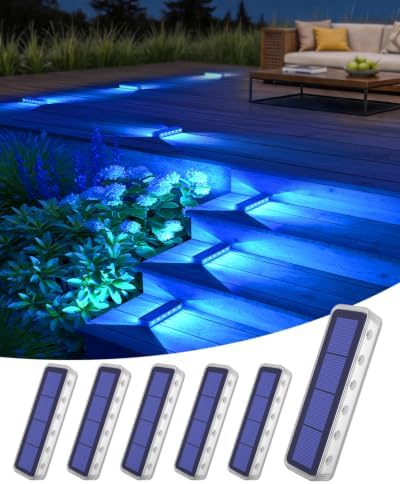 DetarZinLED Blue Solar Step Lights, 12 LEDs 2-Sided Glow, IP68, 6 Pack by DetarZinLED