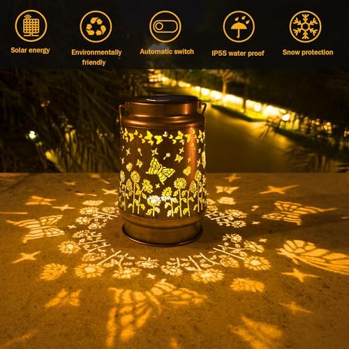 ANYTALK Butterfly Solar Lantern Lights, Outdoor Lanterns Garden Decor, Hanging Solar Lantern for Backyard Porch Patio Table Yard Balcony Lawn Pathway, Gifts for Women Grandma Mom - Image 3