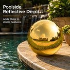 Gazing Ball Garden Mirror Outdoor - 12 Inch Outside Decorative Globe, Gold - Image 6