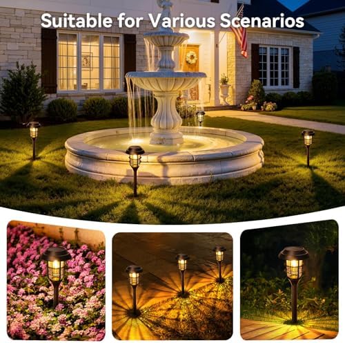 LETMY Solar Pathway Lights Outdoor, 12 Pack Bright Solar Lights Outdoor, IP65 Waterproof Auto On/Off Garden Lights Solar Powered Landscape Lighting for Yard Patio Walkway Driveway Pathway - Black - Image 7