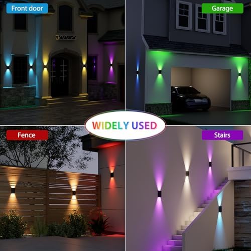 Solar Wall Light Outdoor , RGB & Warm White 8 Modes Dusk to Dawn Lighting Wall Sconce IP67 Waterproof Up and Down Solar Lights Outdoor Front Door Light for House, Garage, Porch, Doorway,Fence (1PACK) - Image 7