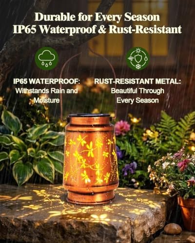DIBIEECN Birthday Gifts for Women, Solar Lanterns, Dragonfly, 2 Pack - Image 5