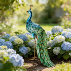 chisheen Outdoor Solar Peacock Decor Garden Statue Metal Yard Art Sculpture by Chisheen