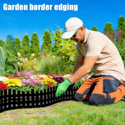 Garden Edging 33FT, 4.7IN Tall Black Landscape Edging Border with 60 Stakes, Flexible Plastic Lawn Edging for Yard, Flower Beds,Tree Rings, Walkways & Garden Borders（Picket-Black - Image 3