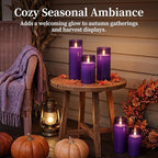 Homemory Purple Flickering Flameless Candles, Battery Operated Acrylic LED Pillar Candles with Remote Control and Timer, Purple Decor, Set of 9 - Image 4