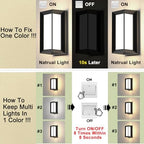 Sytmhoe Outdoor Wall Lights,2Packs Exterior Light Fixture,LED Wall Sconce 3-Color-Changeable Wall Mounted Lamps,Matte Black Porch&Patio Light Outdoor,IP65 Waterproof for Hallway Stairs Gardens - Image 4