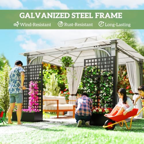Outsunny Galvanized Raised Garden Bedw/Trellis 35" x 16" x 70" Black - Image 3