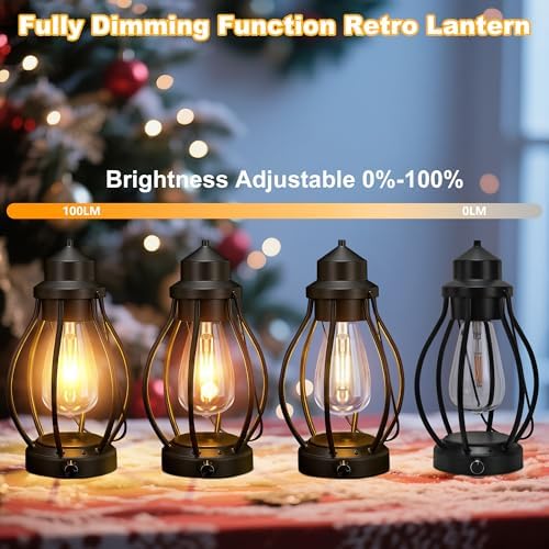 Battery-Powered LED Lanterns Decorative Vintage Lights for Camping, 2 Pack - Image 3