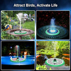 Solar Fountain UFO Style, 2026 Upgrade 5W Glass Solar Panel Bird Bath Fountain with LED Lights, 4000mAh Backup Battery, 7 Nozzles for for Garden, Pond, Pool, Patio Outdoor Water Feature - Image 6