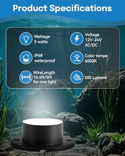 HIBOITEC 3W Pond Light LED Underwater 4000K Low Voltage Pond Lights, 4Pack - Image 4