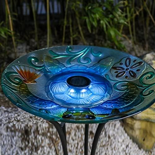 MUMTOP Solar Bird Bath Bowl with Metal Stand, Bird Feeder for Garden Decor - Image 3