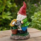 Solar Garden Gnome Statue with Sunflower Light, Resin Outdoor Yard Figurine Holding Watering Can for Lawn, Patio, Porch and Flower Bed Decor, 1-Piece - Image 5