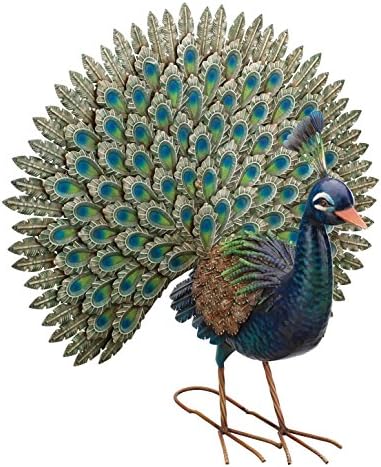Regal Art & Gift Peacock Outdoor Statue, Decorative Garden Sculpture, Unique Metal Outdoor Figurine, Lawn Ornament Statue for Garden, Outdoor Sculpture for Yard, Wings Open, 25.25'L x9.75'W x 24.75'H by REGALARTGIFT