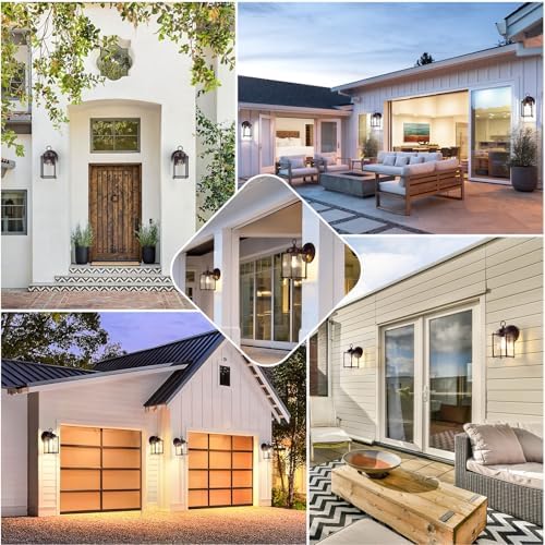 MATAMEYE Outdoor Wall Lantern, Exterior Waterproof Wall Sconce Light Fixtures, Dark Chocolate Front Door Lighting, Anti-Rust Porch Lamp, 2 Pack - Image 6