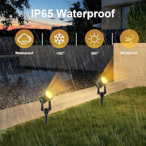 AVEKI Solar Spot Lights Outdoor, 4 in1 Solar Landscape Uplights, IP65 Waterproof Landscape Uplights for Garden Yard Driveway Porch (Warm White) - Image 2