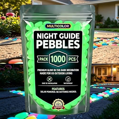 Colorful Glow-in-the-Dark Garden Stones, 2026 new Night Guide Pebbles, Magical Luminous Stepping Rocks for Outdoor Landscaping Decor, Aquarium Fish Tank & Fairy Garden (Green, 1000PCS) by Unknown