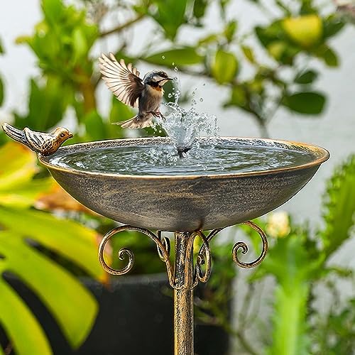 11.4" W*27.6" H Cast Iron Pedestal Bird Bath, Bird Baths for Outdoors - Image 4