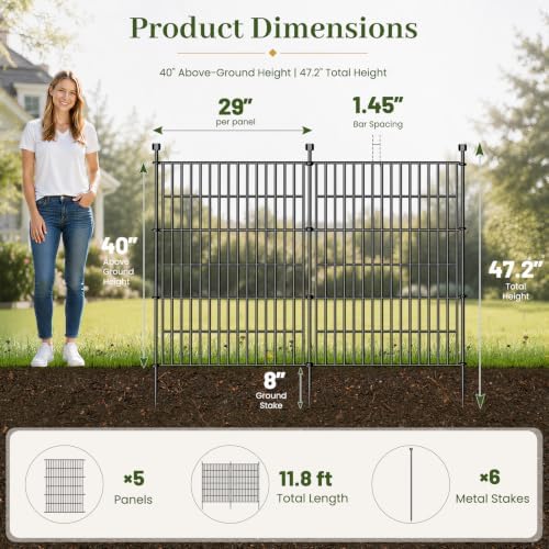 No Dig Garden Fence Outdoor for Yard, 40in (H) x 11.8ft(L) - Image 2